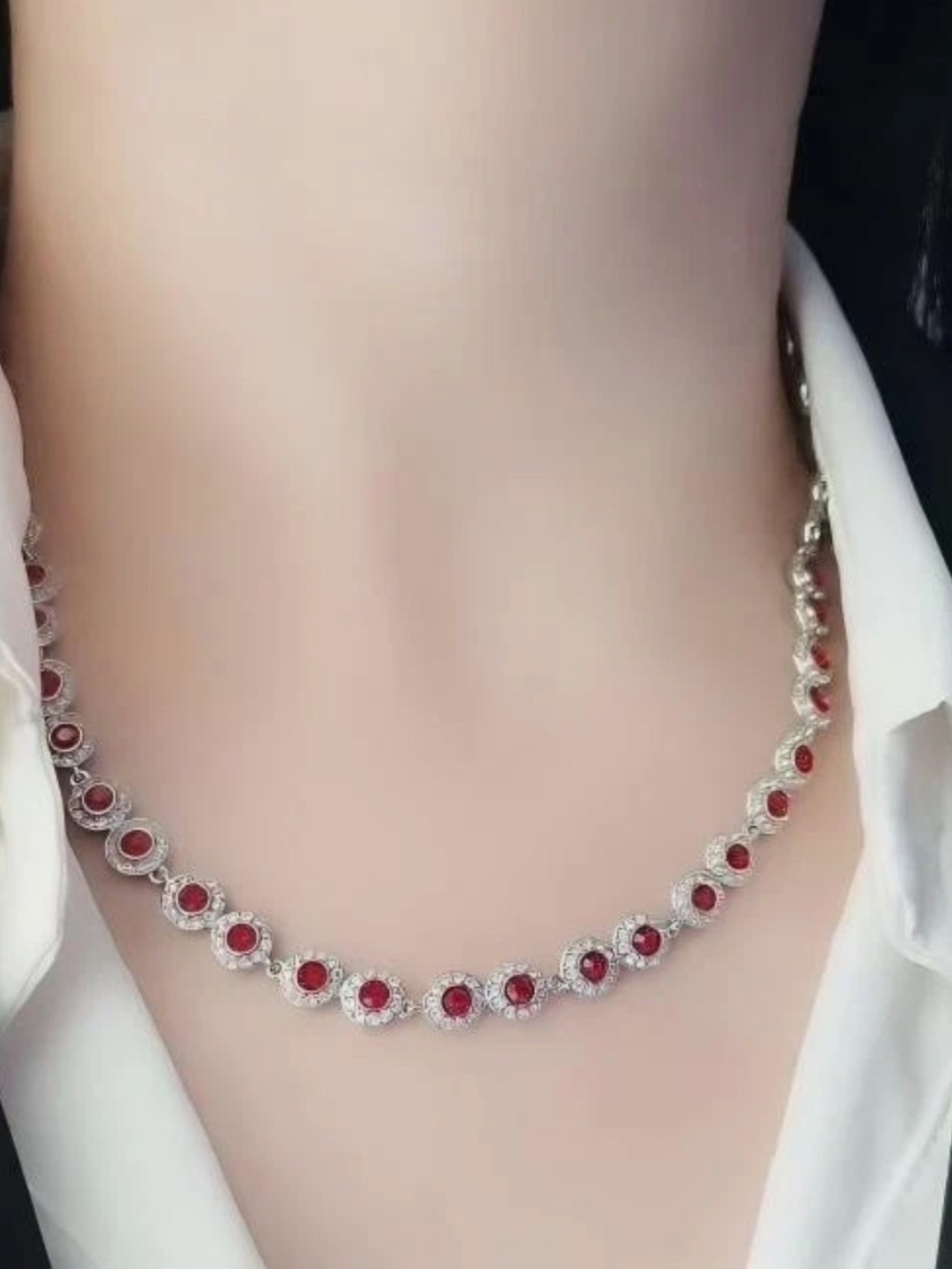 Swarovski Angelic Collection Silver Necklace with Red Crystal Accents